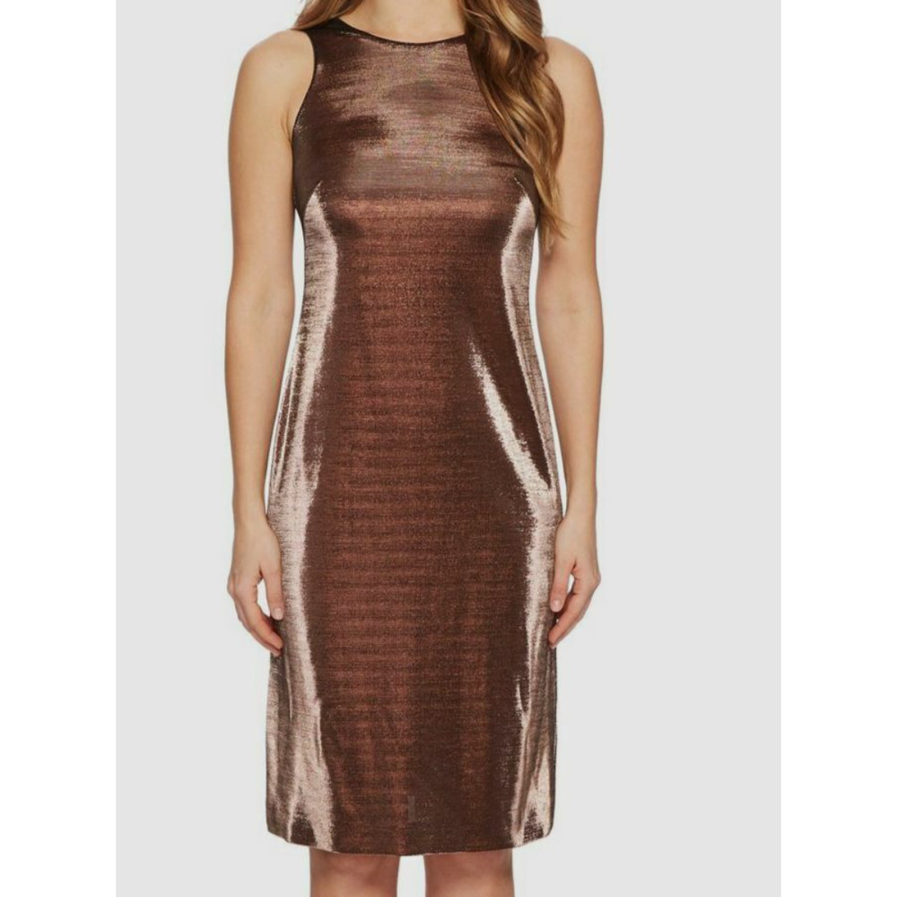 ESCADA Sport Brown Dajetta Sleeveless Metallic Shift Dress Size 38